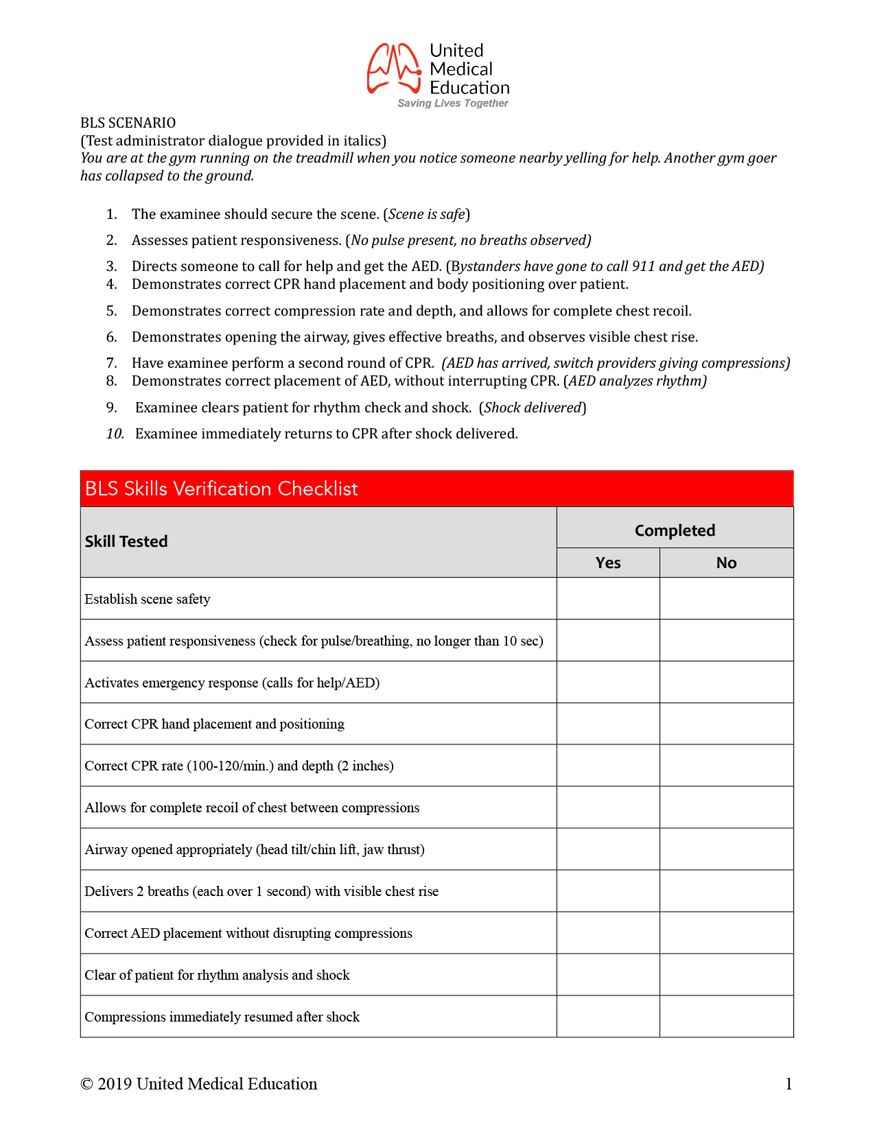 Acls Skills Session Checklist And Guide
