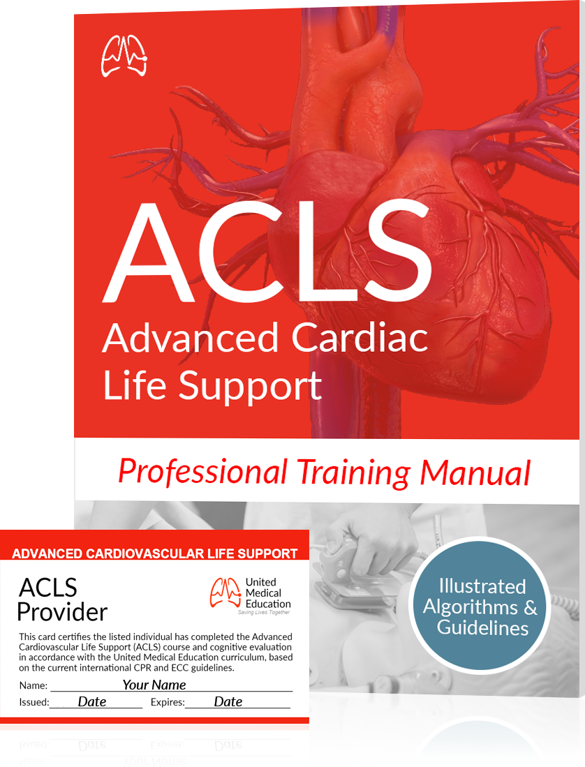 ACLS certification training manual and card